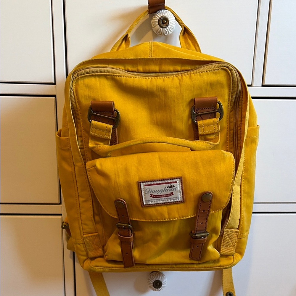 Doughnut Mustard Yellow Canvas Backpack for Men